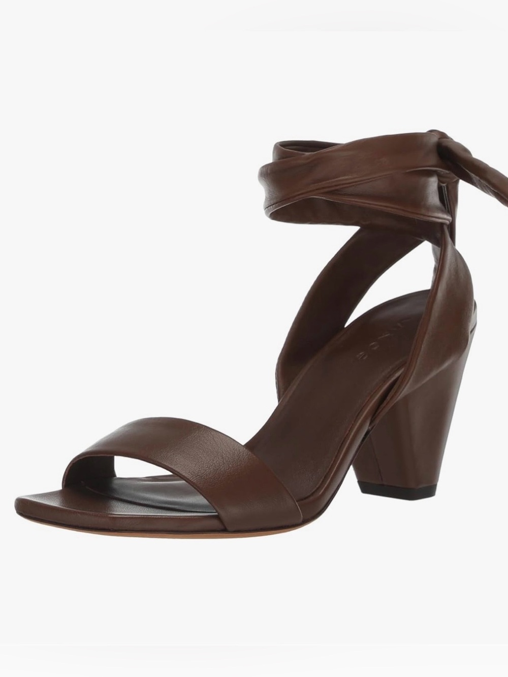 Vince Brown Leather Ankle-Tie Block Heel Sandal